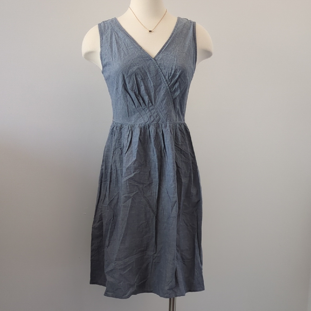 Outback Red V-Neck Blue Chambray Midi Dress